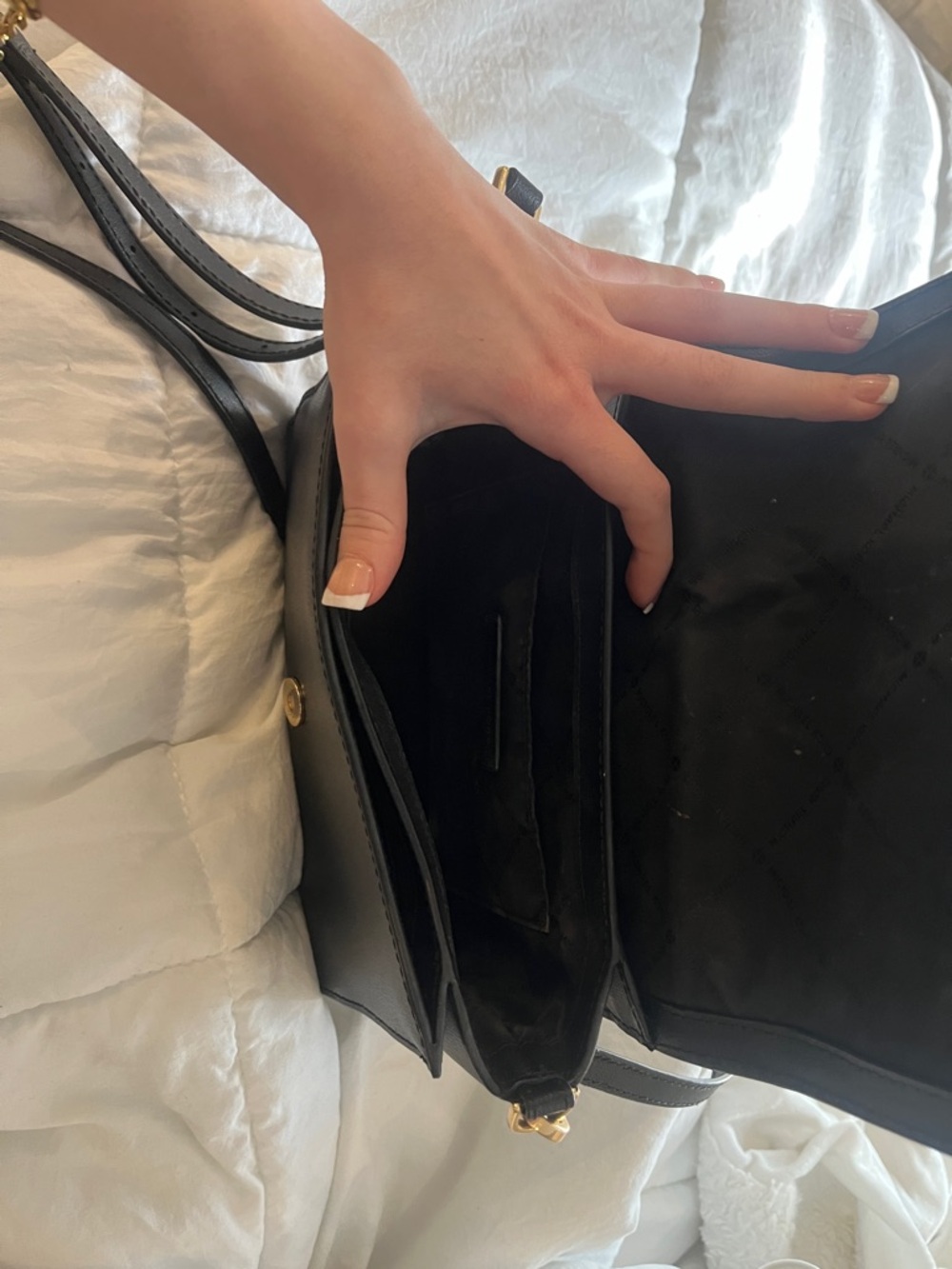 Michael Kors Black Leather Crossbody with Gold Hardware - Picture 3 of 3